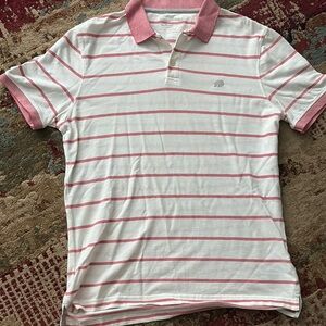 Banana Republic White and Red Polo Shirt Classic Cotton Blend